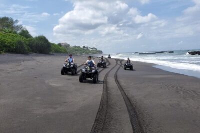 Bali ATV Ride In the beach black sand atv tour - Tegal Mengkeb and rice-field riding: the route before the beach starts