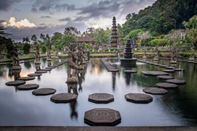 Bali Instagram Tour : Heaven Gate Tour - Tirta Gangga - Tukad Cepung Waterfalls - Heaven Gate at Lempuyang: the volcano framing that makes the photos work