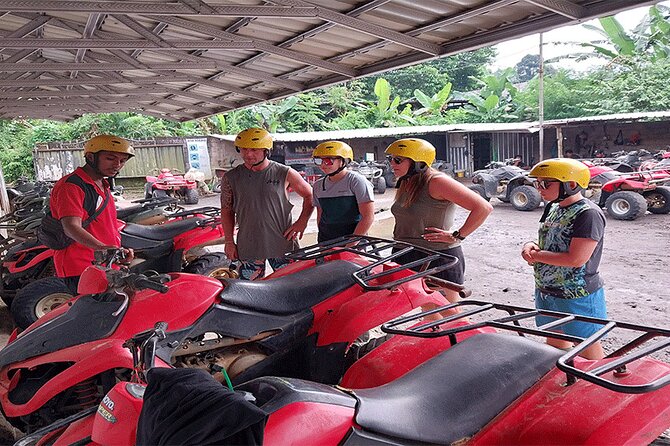 Bali Quad ATV and Rafting Private Adventure - ATV quad riding through rice fields and villages with Mount Batur views