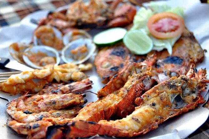 Romantic Seafood Dinner at Jimbaran - What you actually eat: lobster, king prawns, clams, fish, and 3 sambals