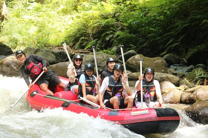 Ubud Bali ATV Quad Bike Legong Temple cave with Lunch and Pool - Ayung River white-water rafting: class II–III rapids with jungle scenery